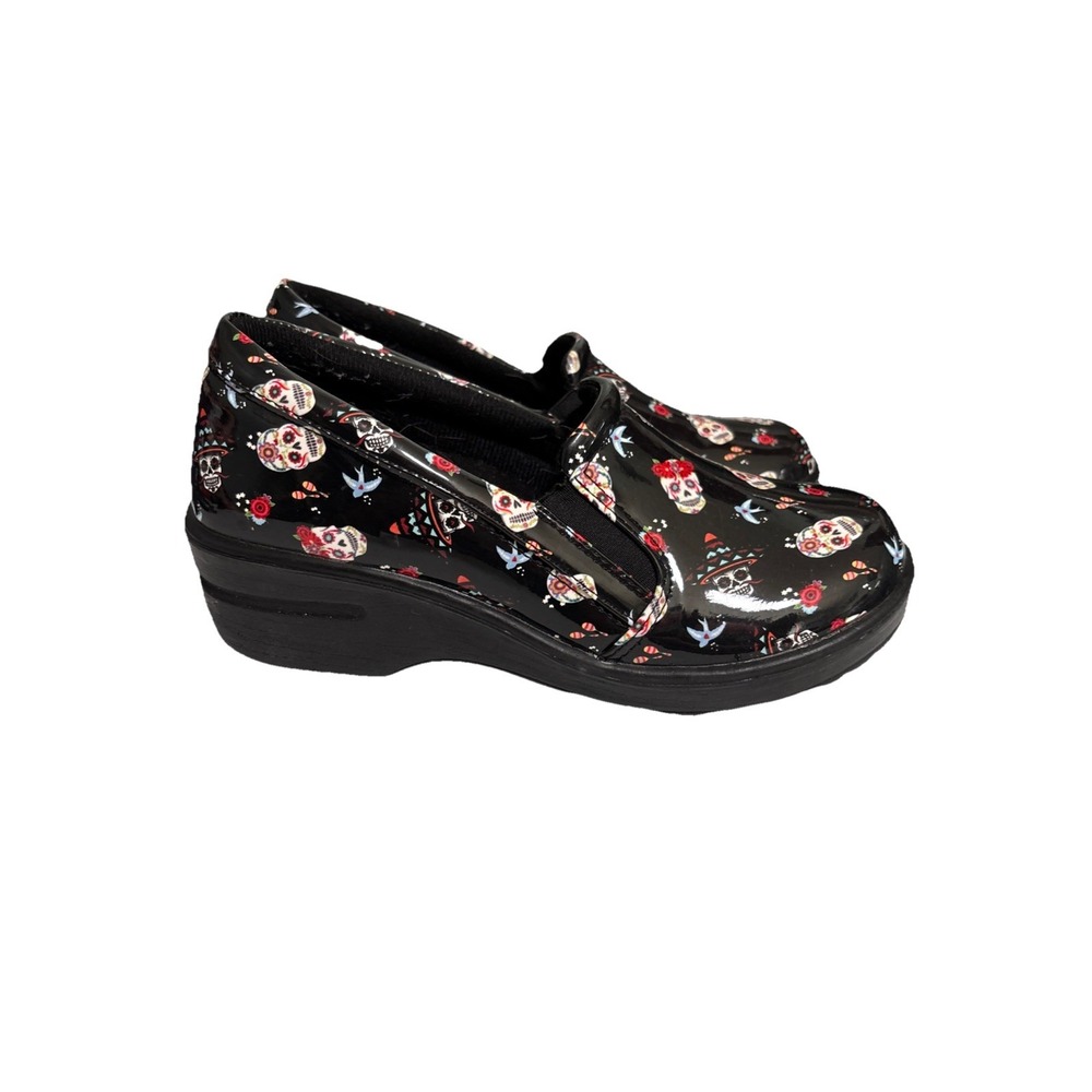 Halloween✨ Easy Work by Easy Street✨ Day of the Dead Slip On Clogs Mules Shoes - Picture 1 of 8